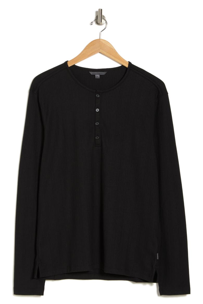Waffle Stitch Long Sleeve Henley, Alternate, color, BLACK