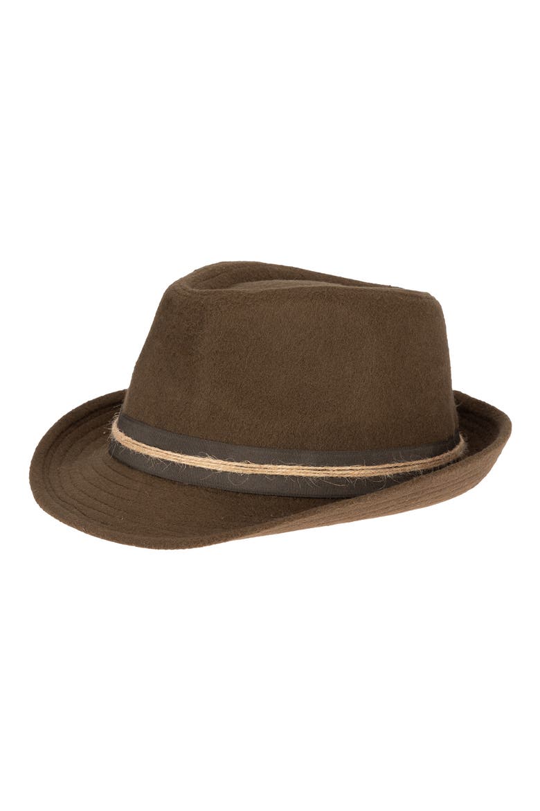 Stingy Curved Brim Fedora, Main, color, BROWN