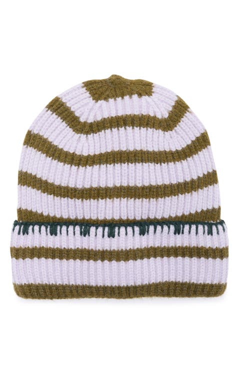 Bicolor Stripe Knit Beanie