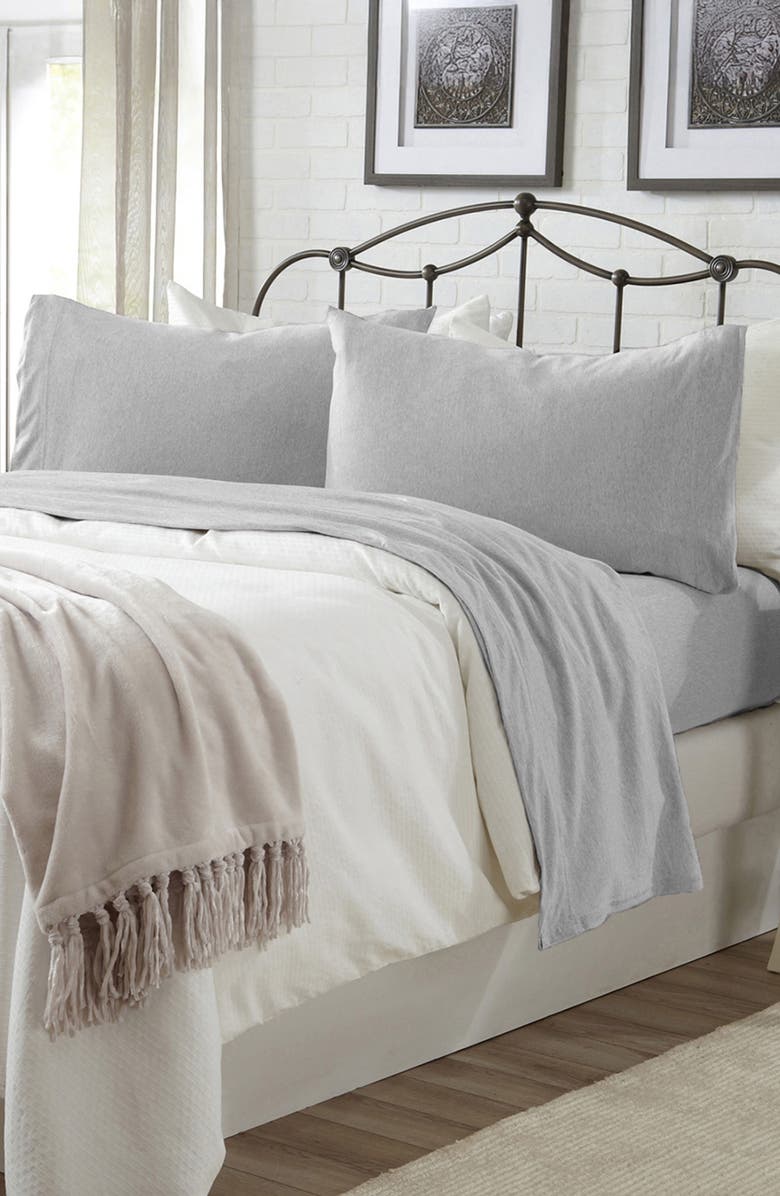 Woven & Weft Heathered Jersey Sheet Set, Alternate, color, Heathered Mid Grey