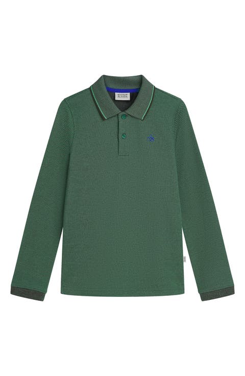 Kids' Long Sleeve Cotton Piqué Polo
