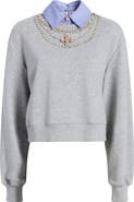 Cinq à Sept Lavina Jewel Embellished Sweatshirt
