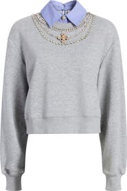 Cinq à Sept Lavina Jewel Embellished Sweatshirt