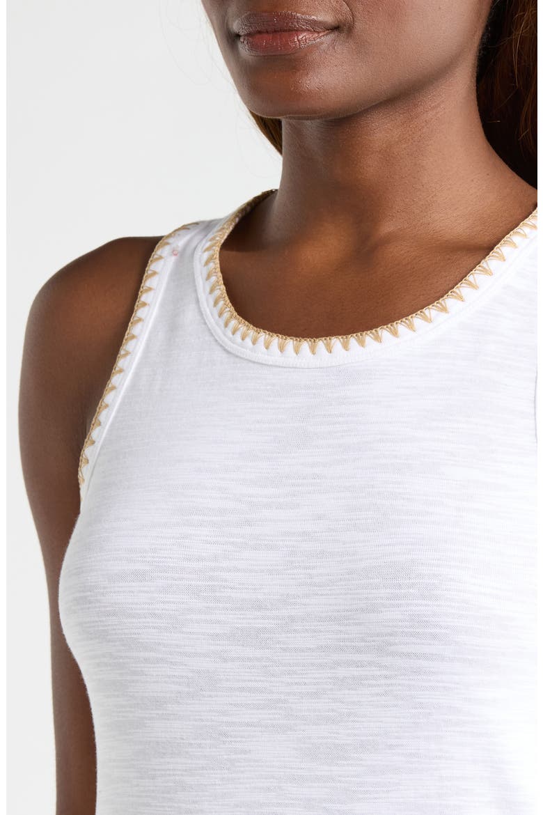 Ashby Isles Embroidered Slubbed Cotton Tank, Alternate, color, WHITE