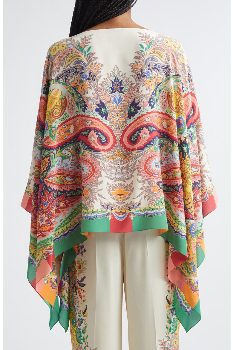 Print Silk Chiffon Poncho, Alternate, color, PRINT ON WHITE BASE
