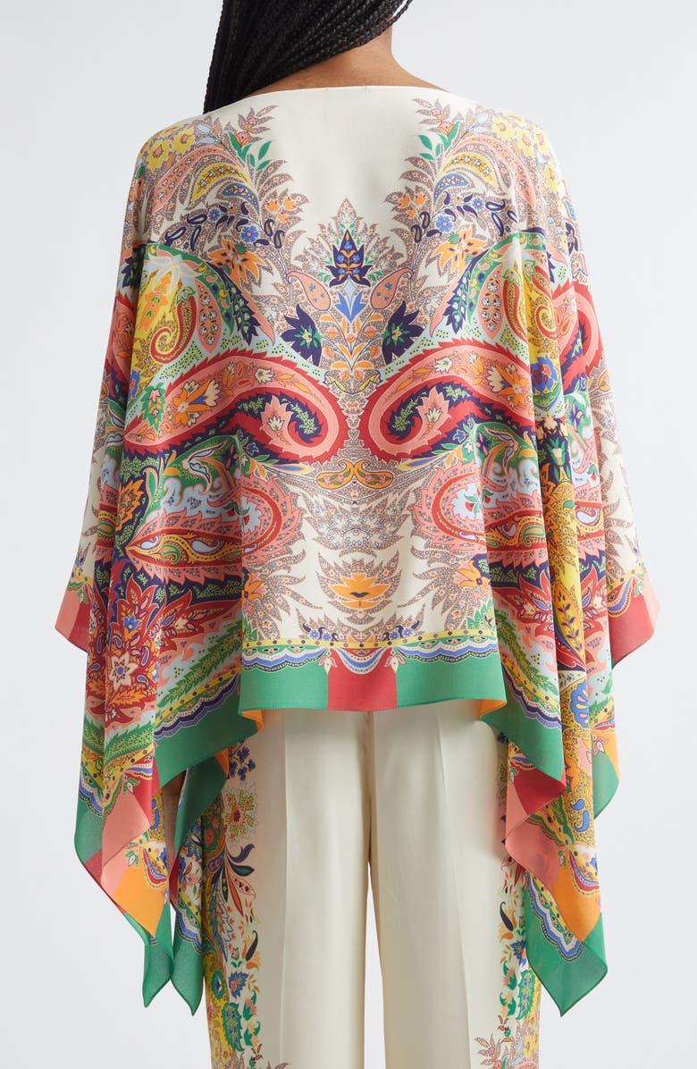 Etro Print Silk Chiffon Poncho, Alternate, color, Print On White Base