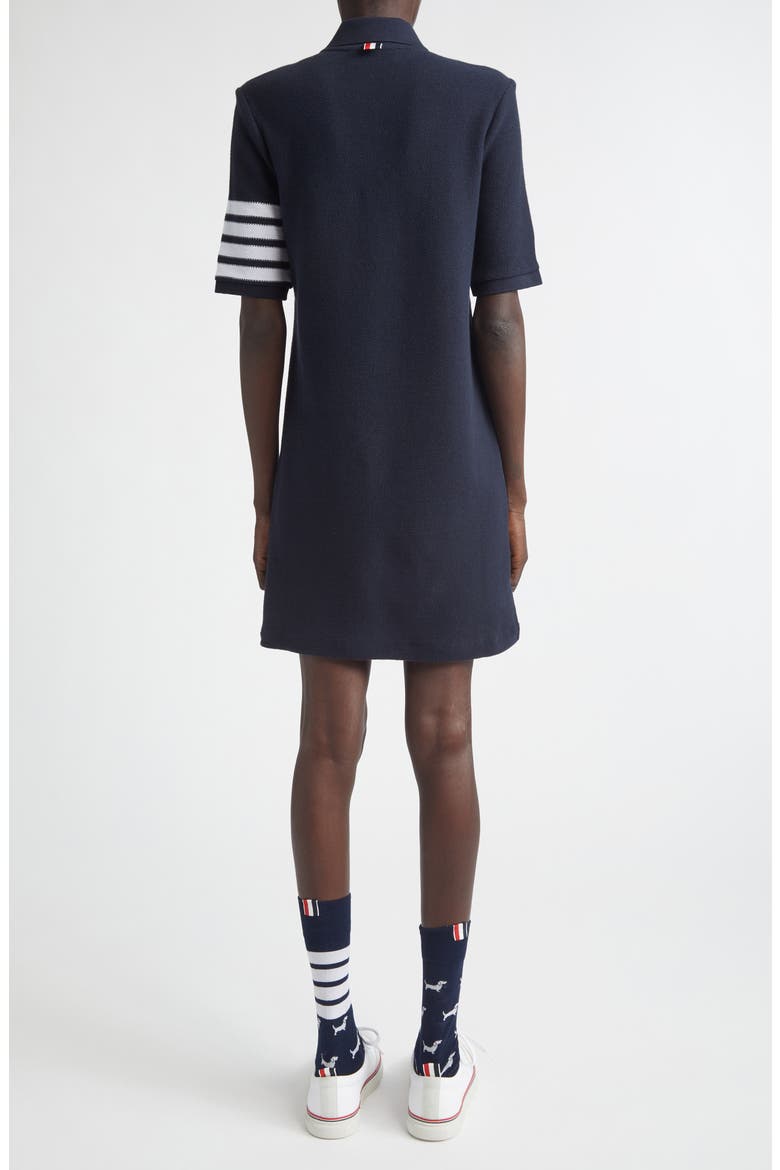 4-Bar Cotton Piqué Polo Dress, Alternate, color, NAVY