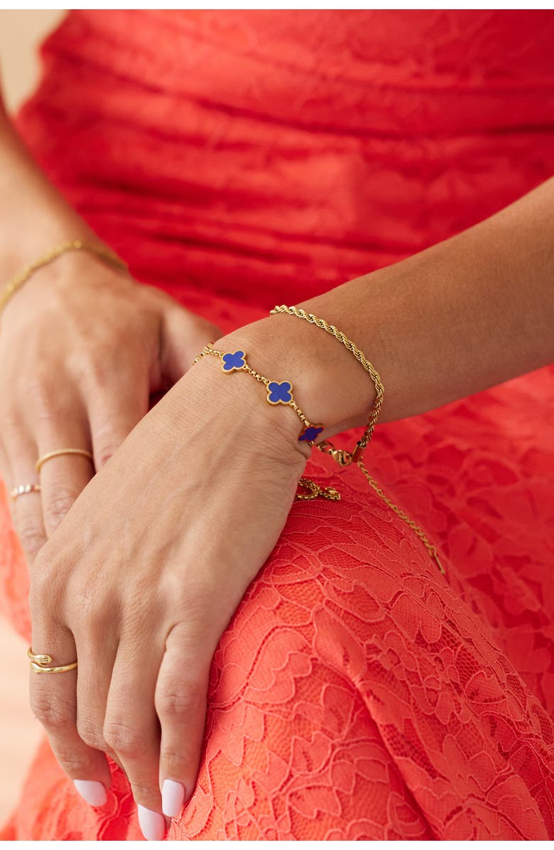 Mint & Lily Clover Enamel Bracelet, Alternate, color, Black Enamel