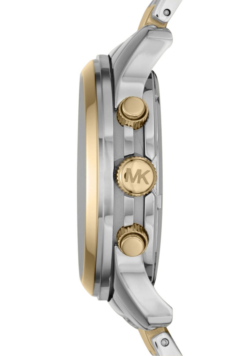 Michael Kors 'Large Runway' Two Tone Chronograph Watch, Alternate, color, GOLD/ SILVER