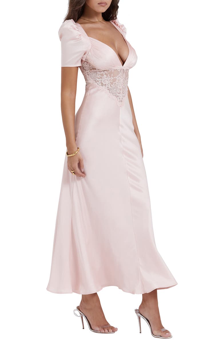 HOUSE OF CB Rafaela Lace Inset Silk Blend Cocktail Dress, Alternate, color, Soft Peach