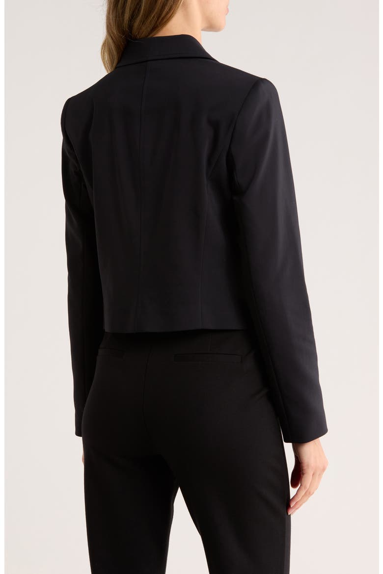 Notch Lapel Cotton Blend Crop Blazer, Alternate, color, NAVY