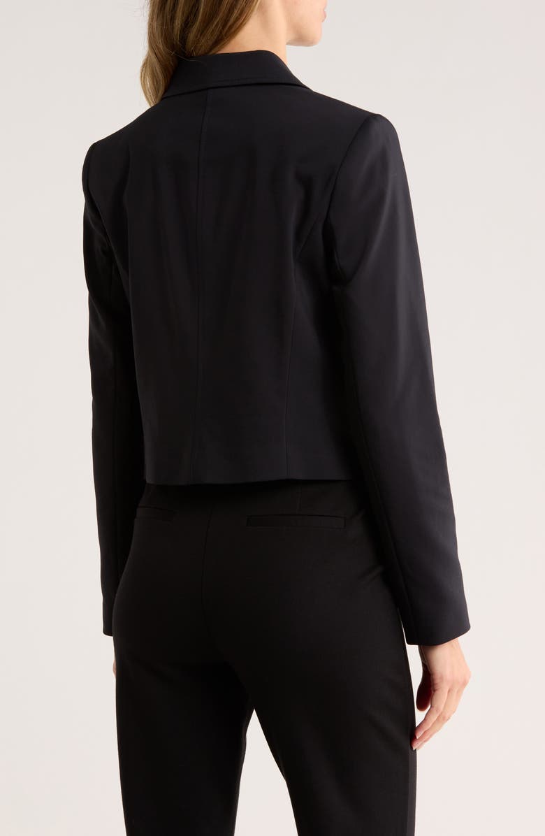 DKNY Notch Lapel Cotton Blend Crop Blazer, Alternate, color, Navy