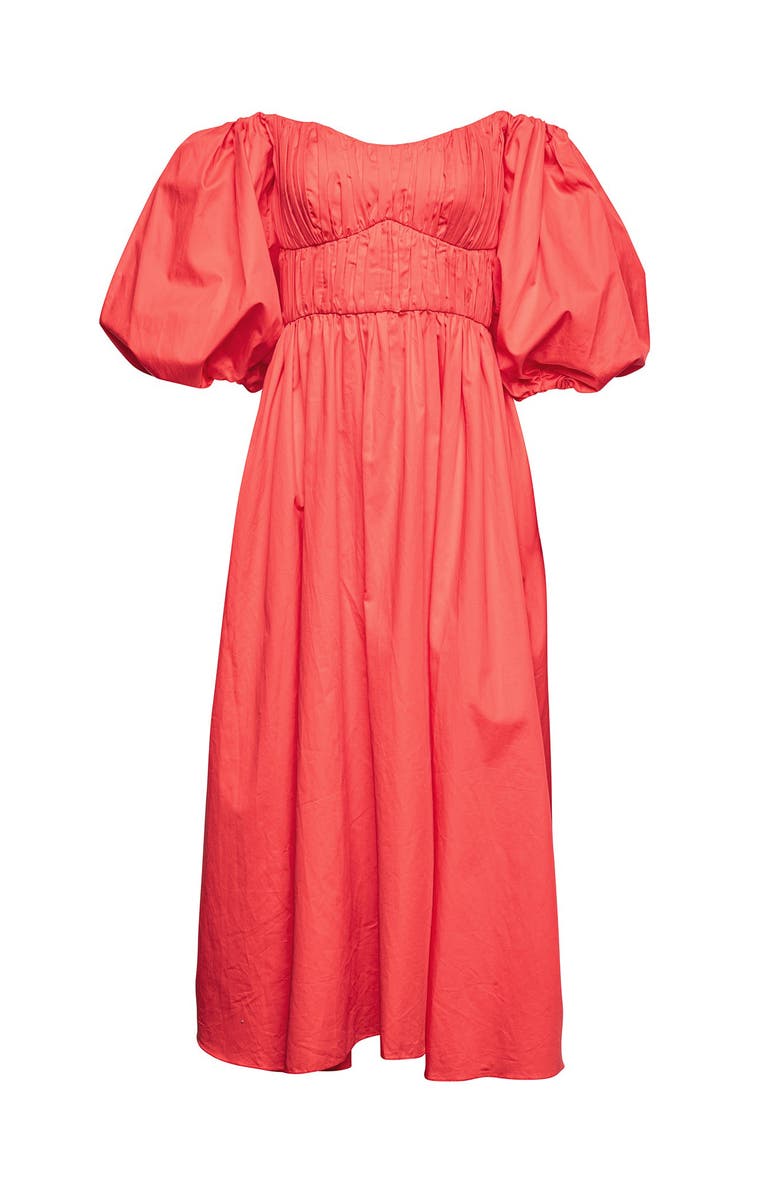 Vasiliki Farah Off-shoulder Midi Dress, Main, color, Red