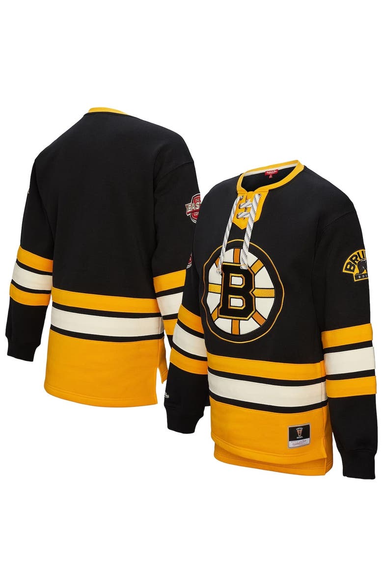 Mitchell & Ness Women's Mitchell & Ness Black Boston Bruins Heritage Lace-Up Pullover Sweatshirt, Alternate, color, Black
