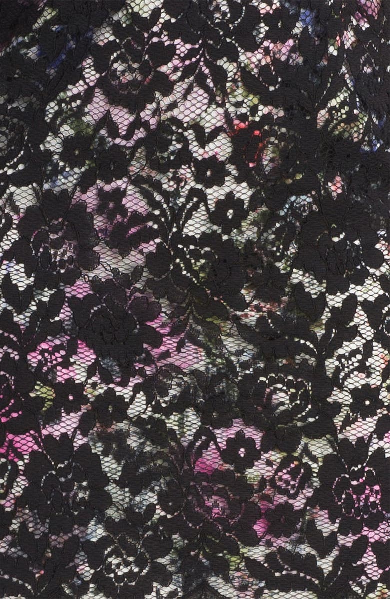 Maggy London Print Lace Overlay Sheath Dress, Alternate, color, 