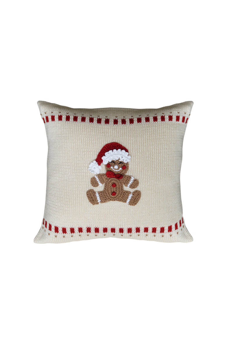 10" Gingerbread Man Pillow, Main, color, Ivory
