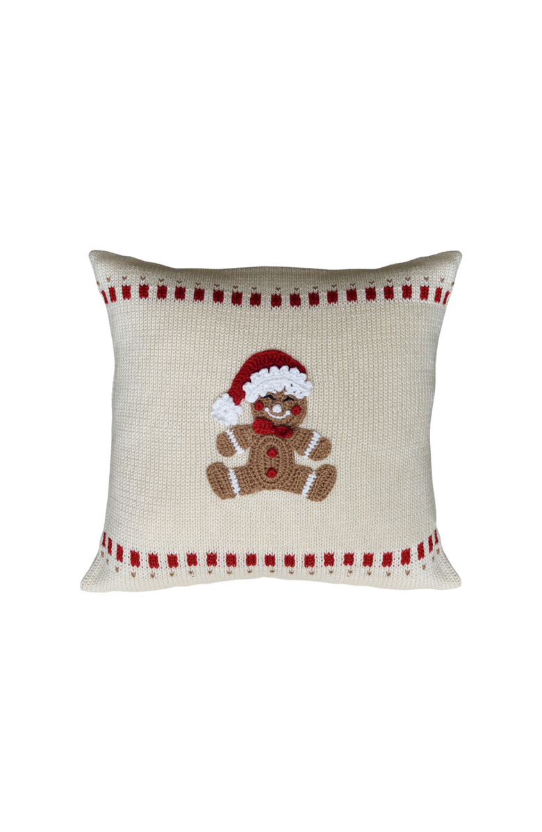 Melange Collection 10" Gingerbread Man Pillow, Main, color, Ivory