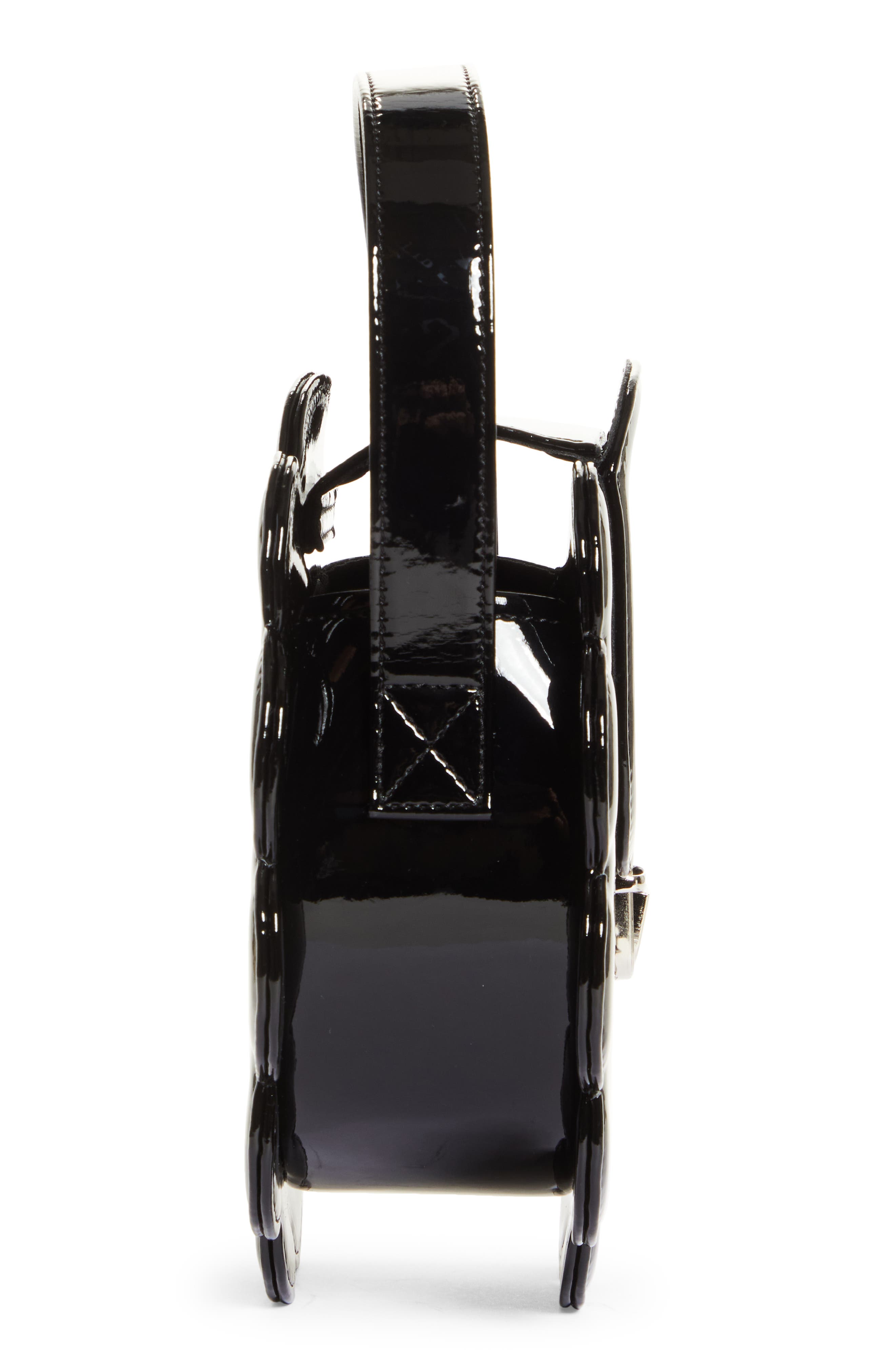 Comme des Garçons Girl Flower Patent Top Handle Bag, Alternate, color, 