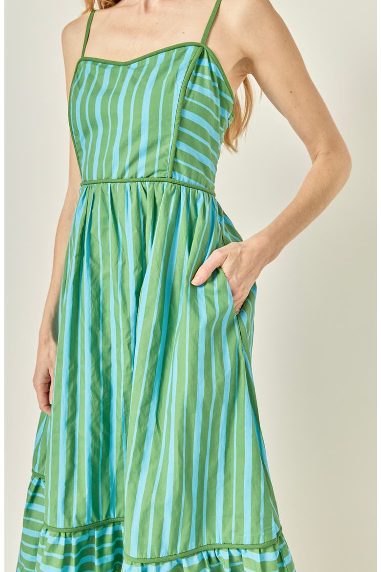 Striped Cotton Maxi Dress, Alternate, color, GREEN/ BLUE STRIPE