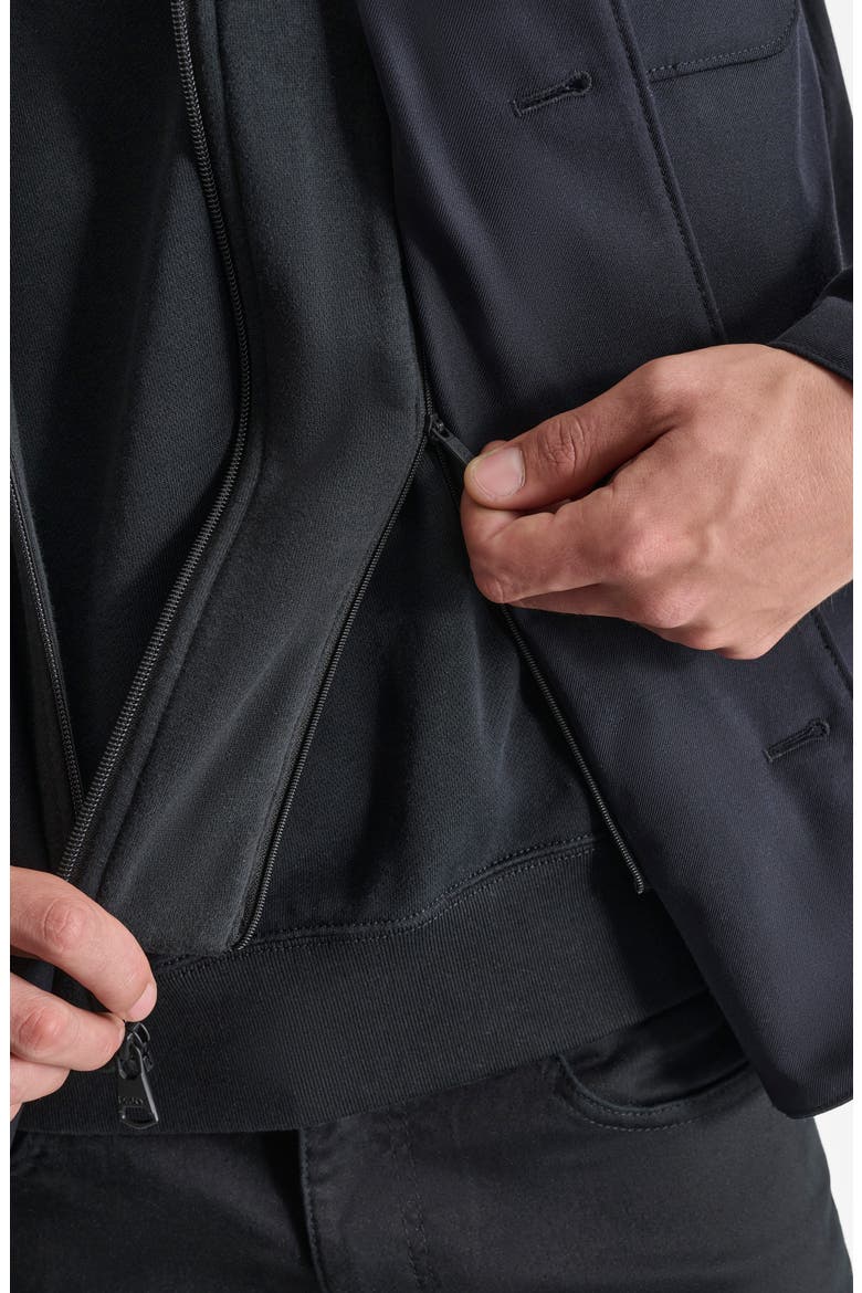 Water Resistant Shirt Jacket with Hooded Bib, Alternate, color, BLACK