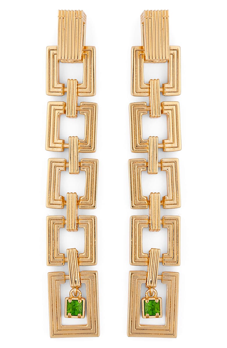 IVI Los Angeles Aurelia Drop Earrings, Main, color, Gold/ Green Chrome Diopside