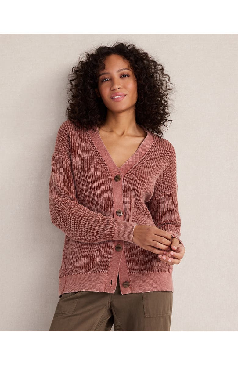 Haven Well Within Garment-Dyed Organic Cotton Shaker Stitch Cardigan, Main, color, Garment Dye Hibiscus