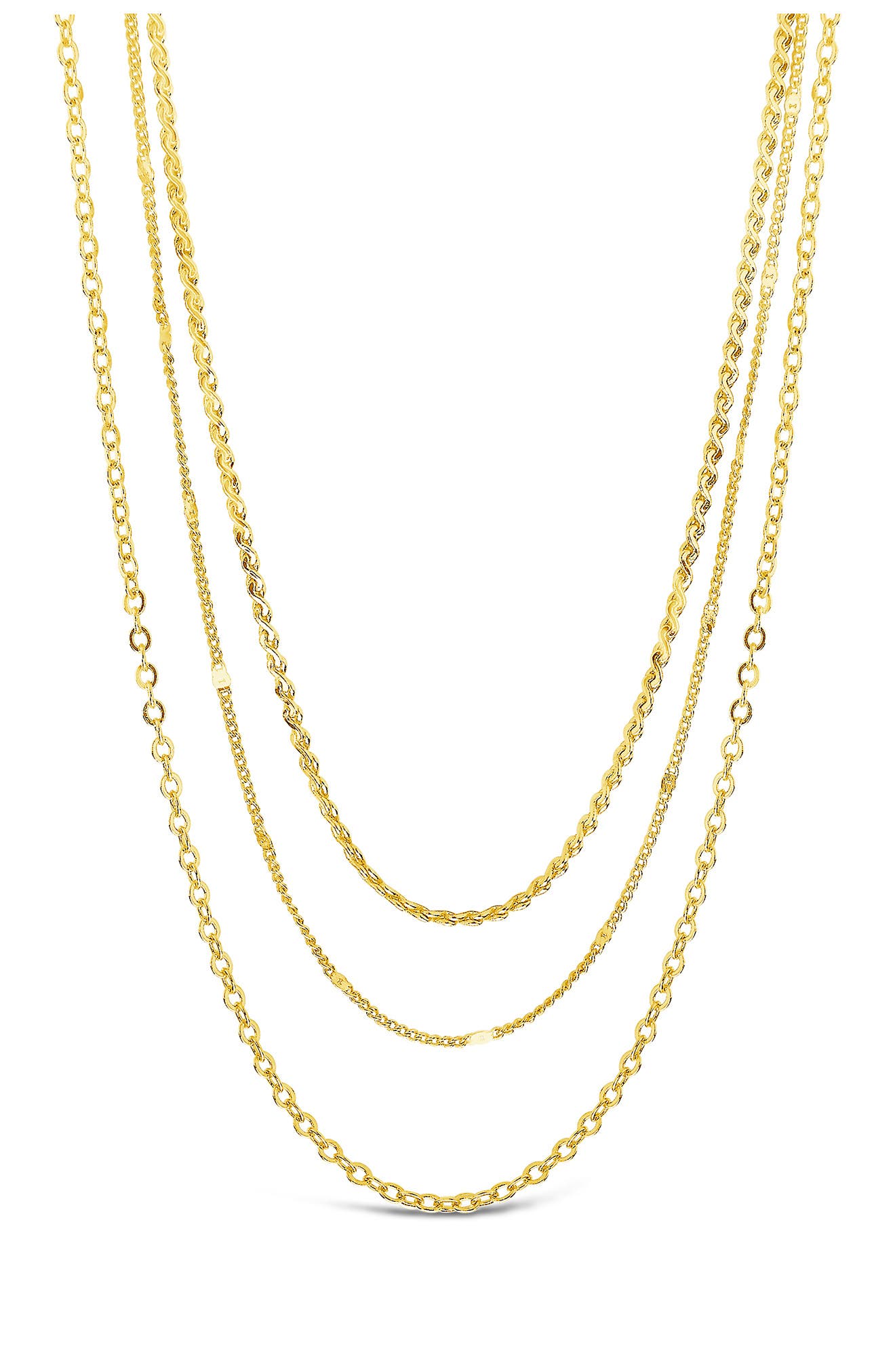 Sterling Forever 14K Gold Plated Dainty Three Layer Chain Necklace