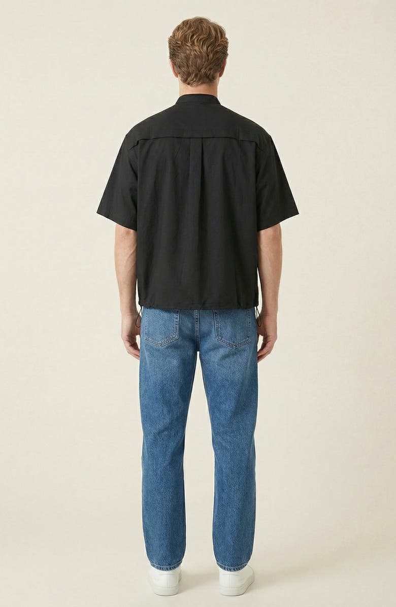 Modenaire Short Sleeve Stand Collar Jacket, Alternate, color, Black