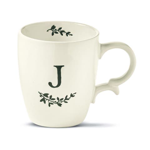 Personalized Monogram J Mug Ceramic Drinkware Spring White