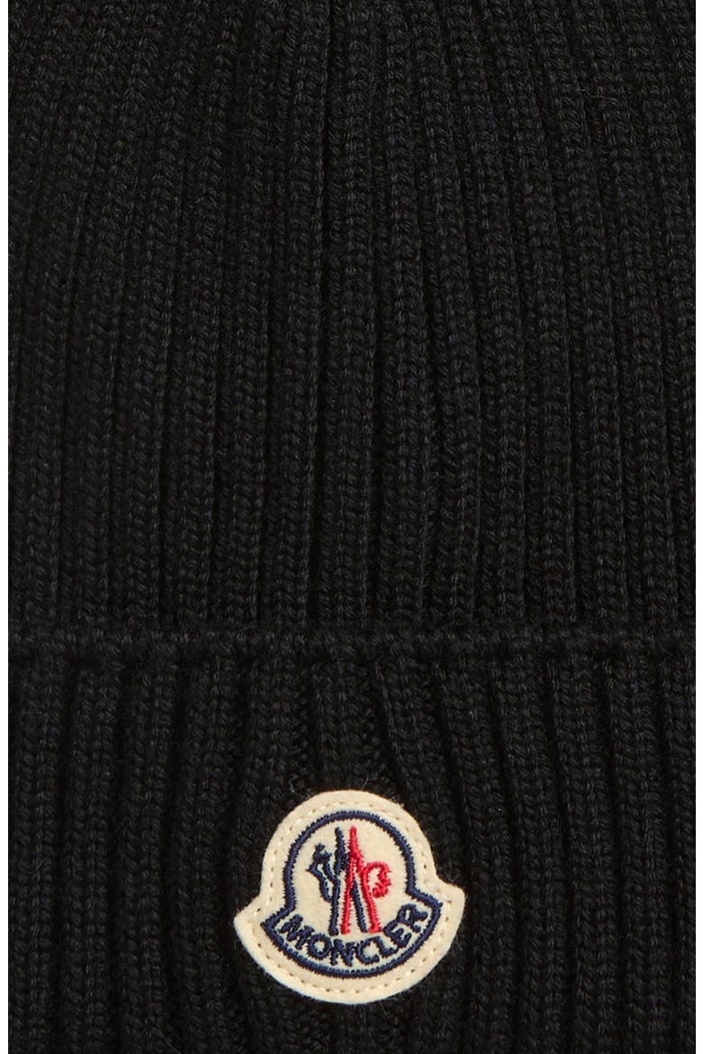 Kids' Logo Patch Virgin Wool Beanie, Alternate, color, BLACK