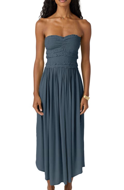 Devyn Smocked Strapless Midi Dress