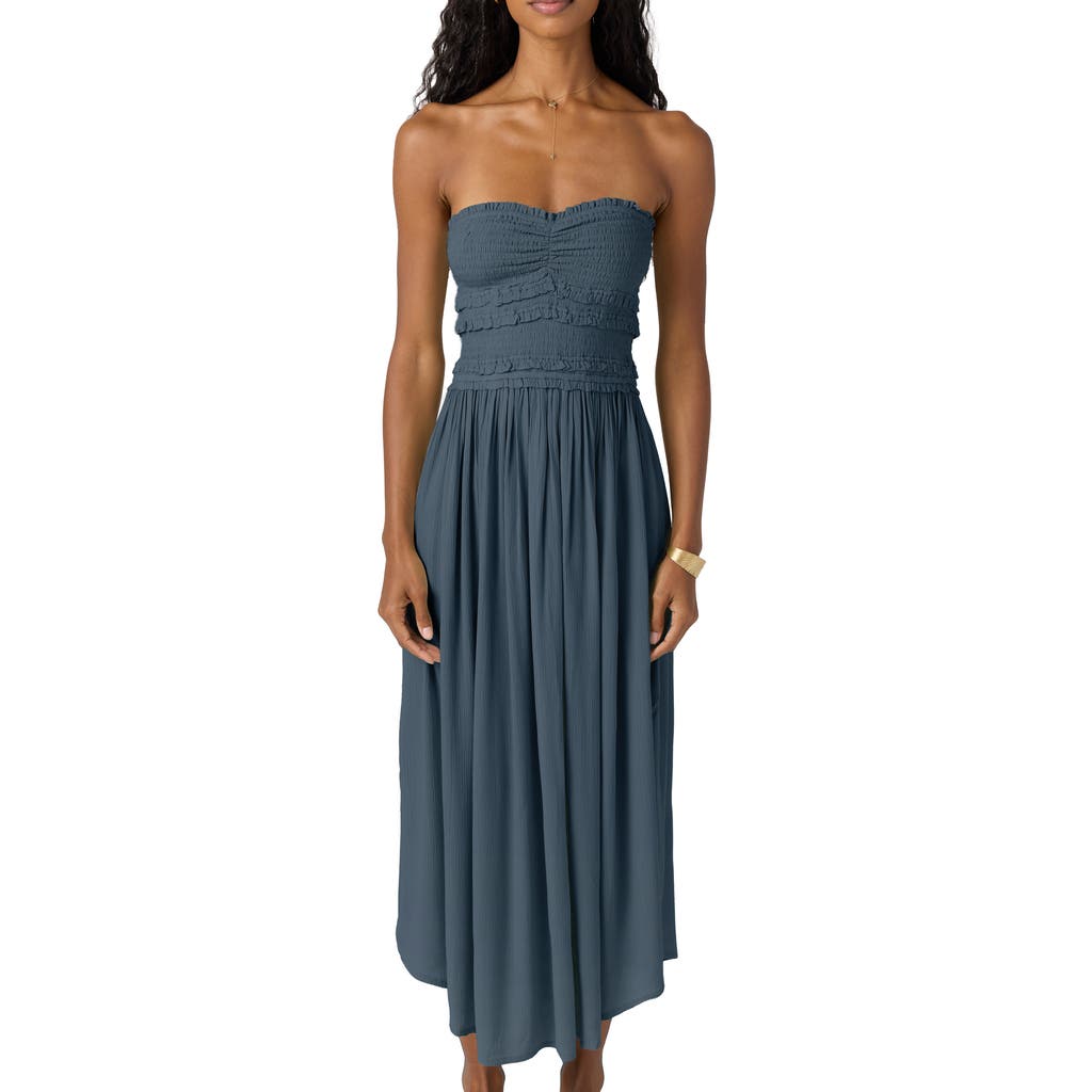 O'neill Devyn Smocked Strapless Midi Dress In Blue