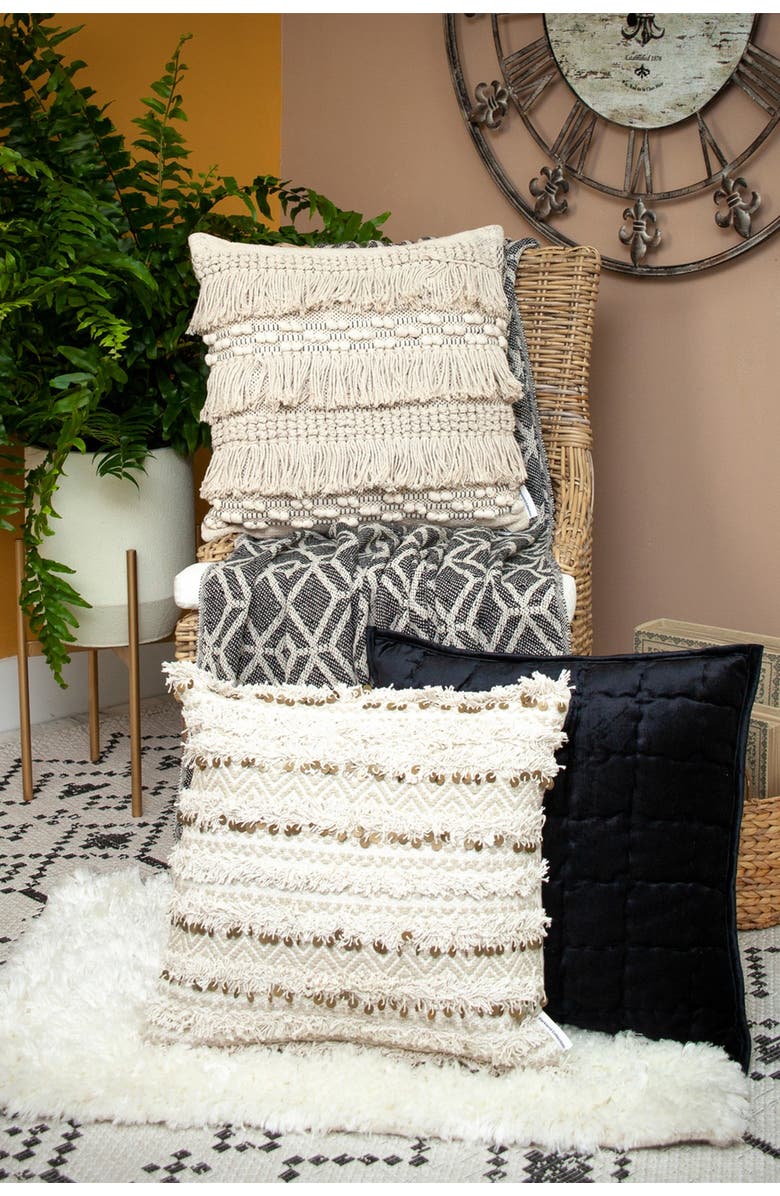 PARKLAND COLLECTION Kat Casual Beige 52" x 67" Woven Handloom Throw, Alternate, color, Beige