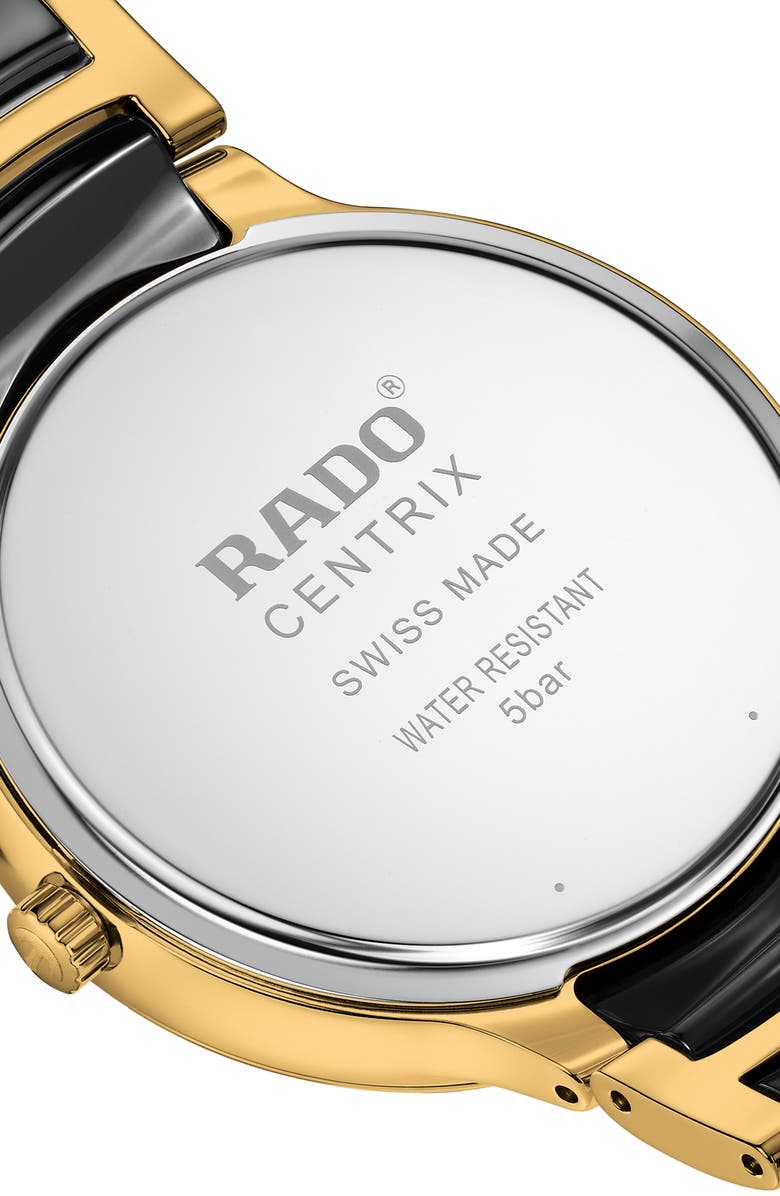 RADO Centrix Diamond Bracelet Watch, 39.5mm, Alternate, color, Black