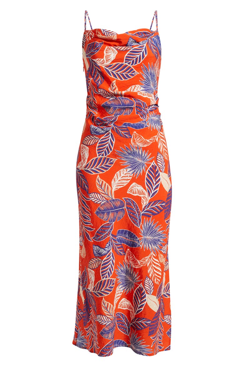 Tropical Print Midi Dress, Alternate, color, TROPICAL ORANGE