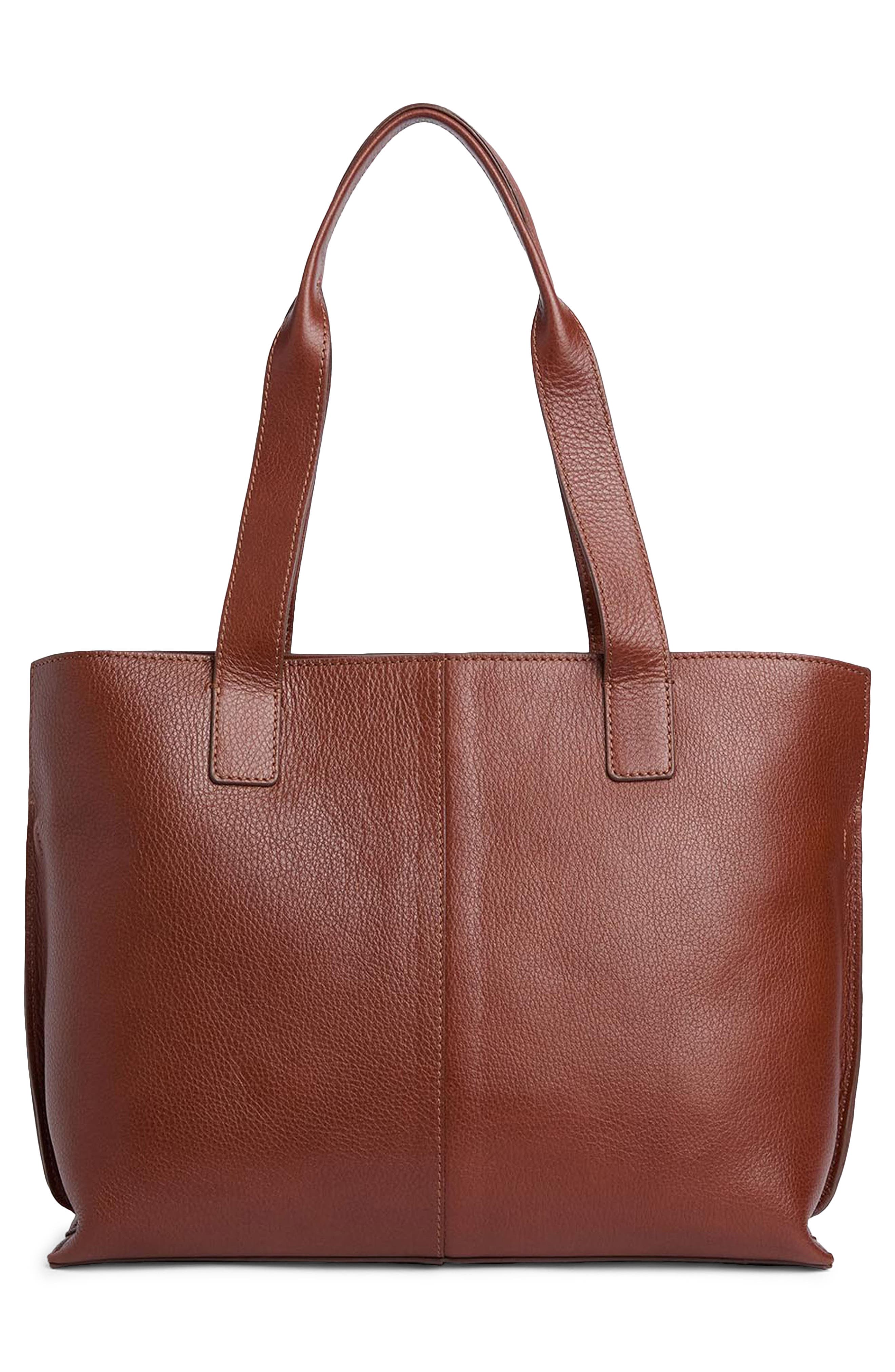 Large Alder Leather Tote Bag, Alternate, color, BROWN