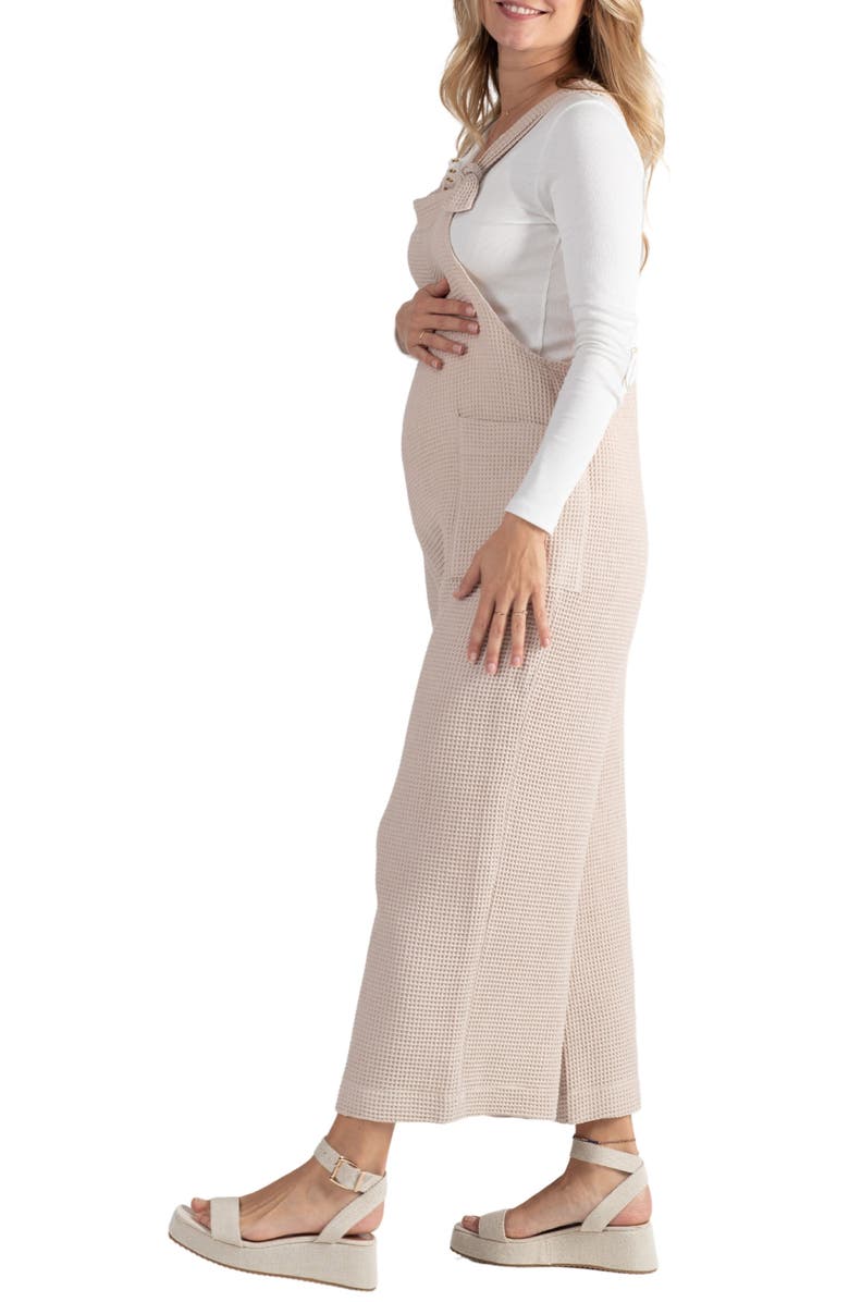 Cache Coeur Maya Organic Cotton Gauze Maternity/Nursing Jumpsuit, Alternate, color, Beige
