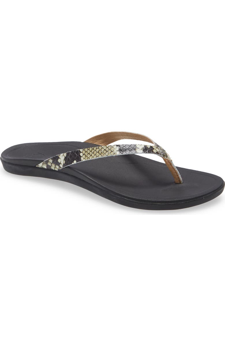 OluKai Ho Opio Leather Flip Flop, Main, color,