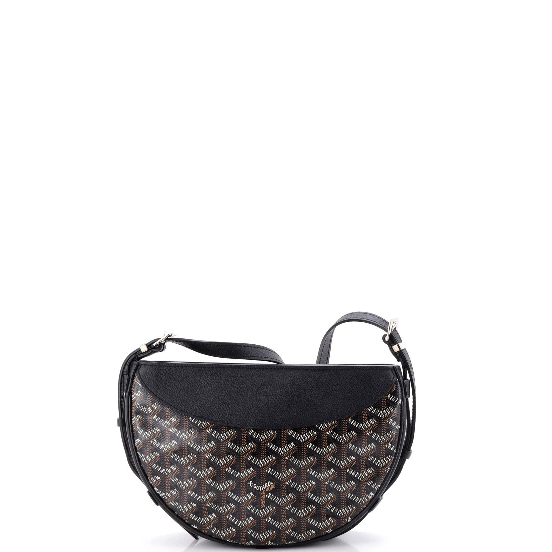 Hirondelle Shoulder Bag Coated Canvas and Leather, Alternate, color, Black