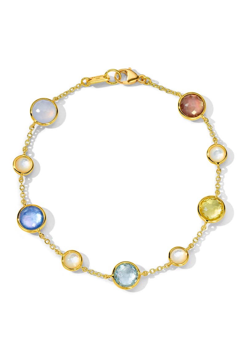 Lollipop 9-Stone Link Bracelet, Main, color, GOLD