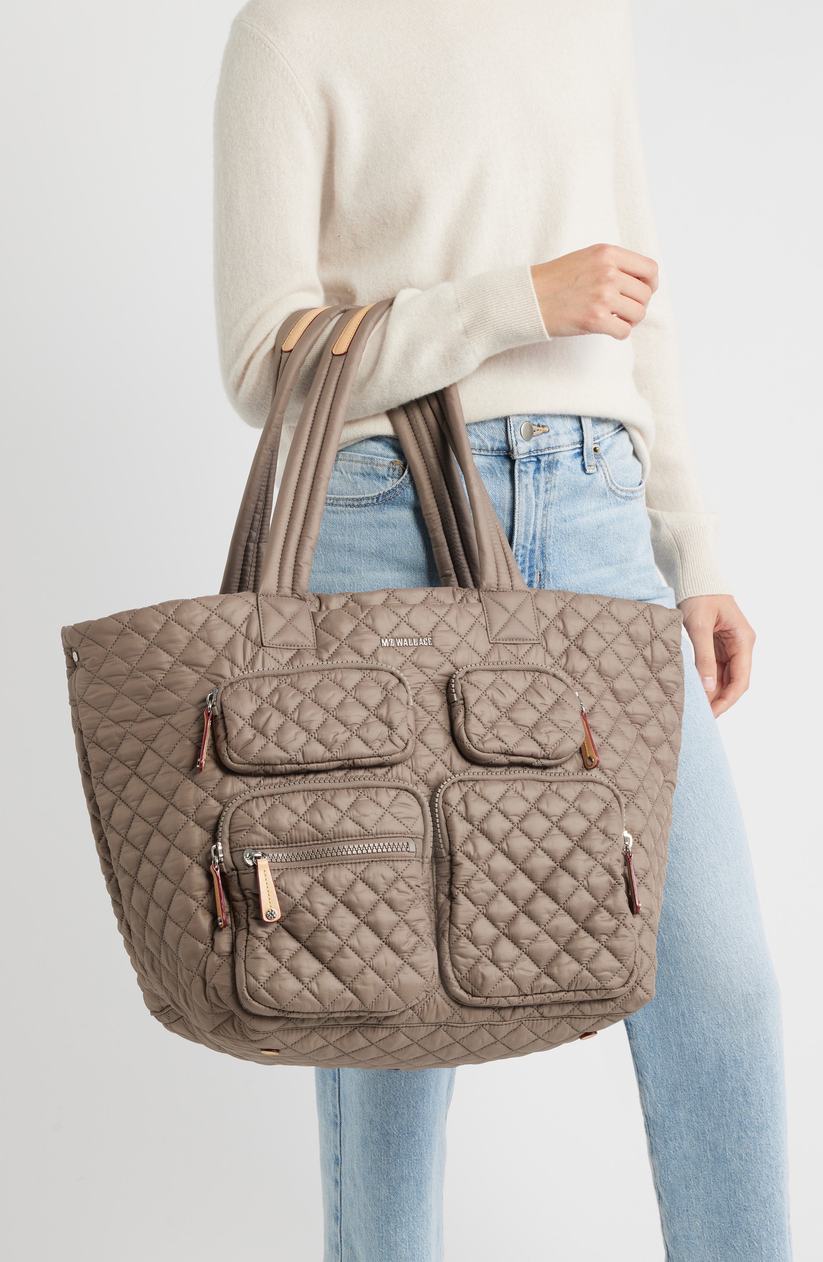 MZ Wallace Large Metro Quilted Nylon Travel Tote, Alternate, color, Morning Dove