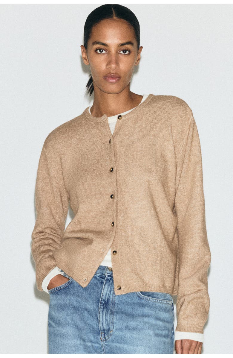 H&M Loose-fit Cardigan, Alternate, color, Beige Melange