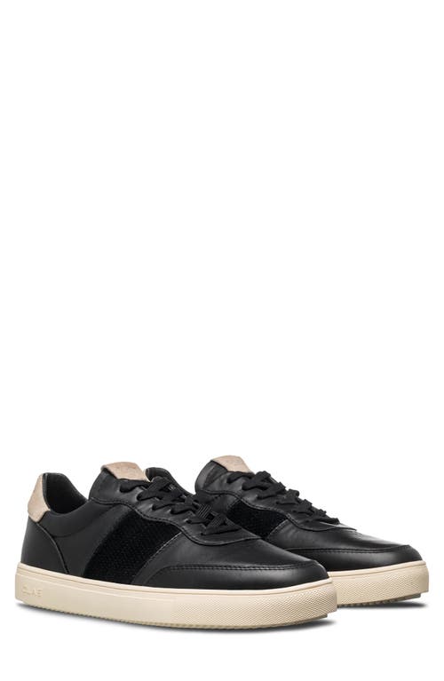 Clae Davis Perforated Low Top Sneaker In Black Leather Cashmere