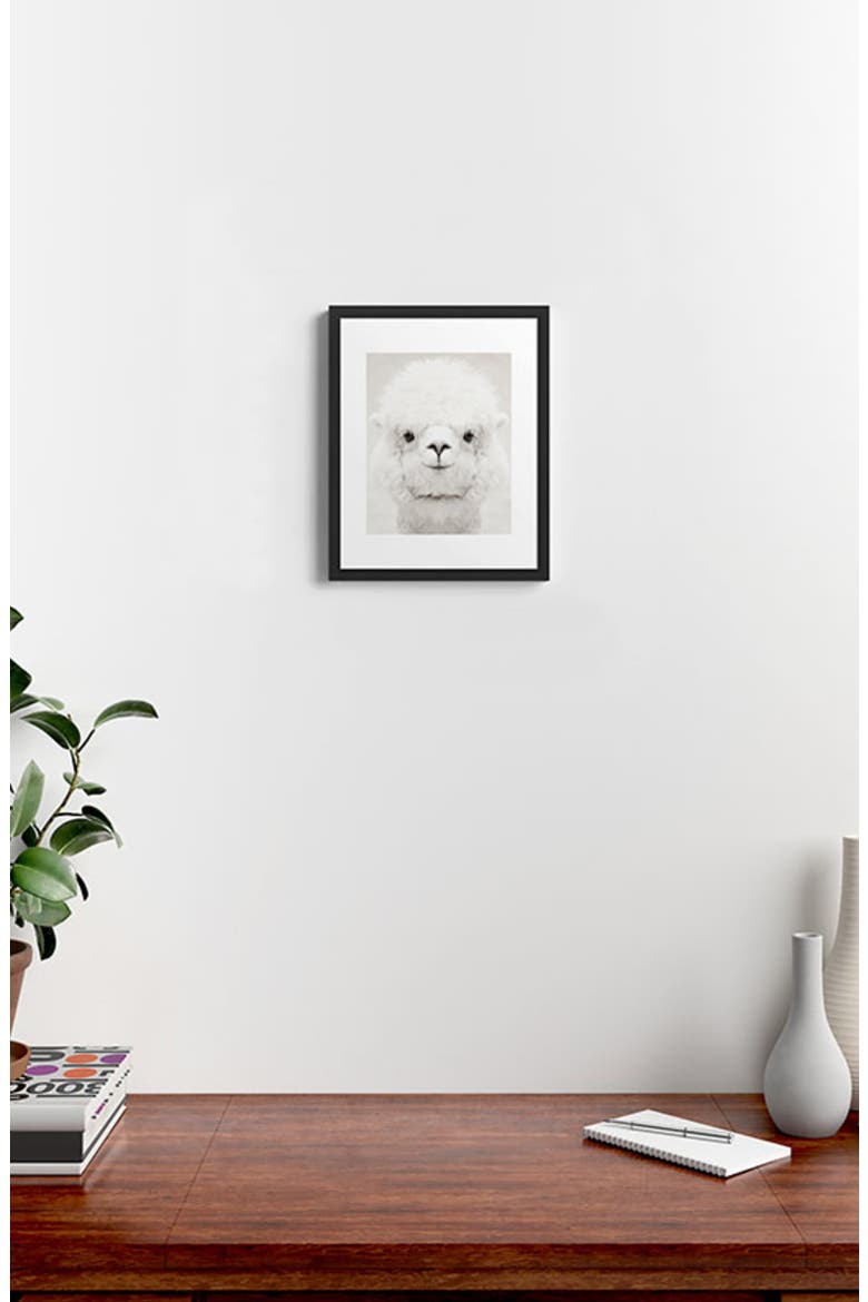 Monika Strigel - Smiling Alpaca Framed Art Print, Alternate, color, BLACK-WHITE
