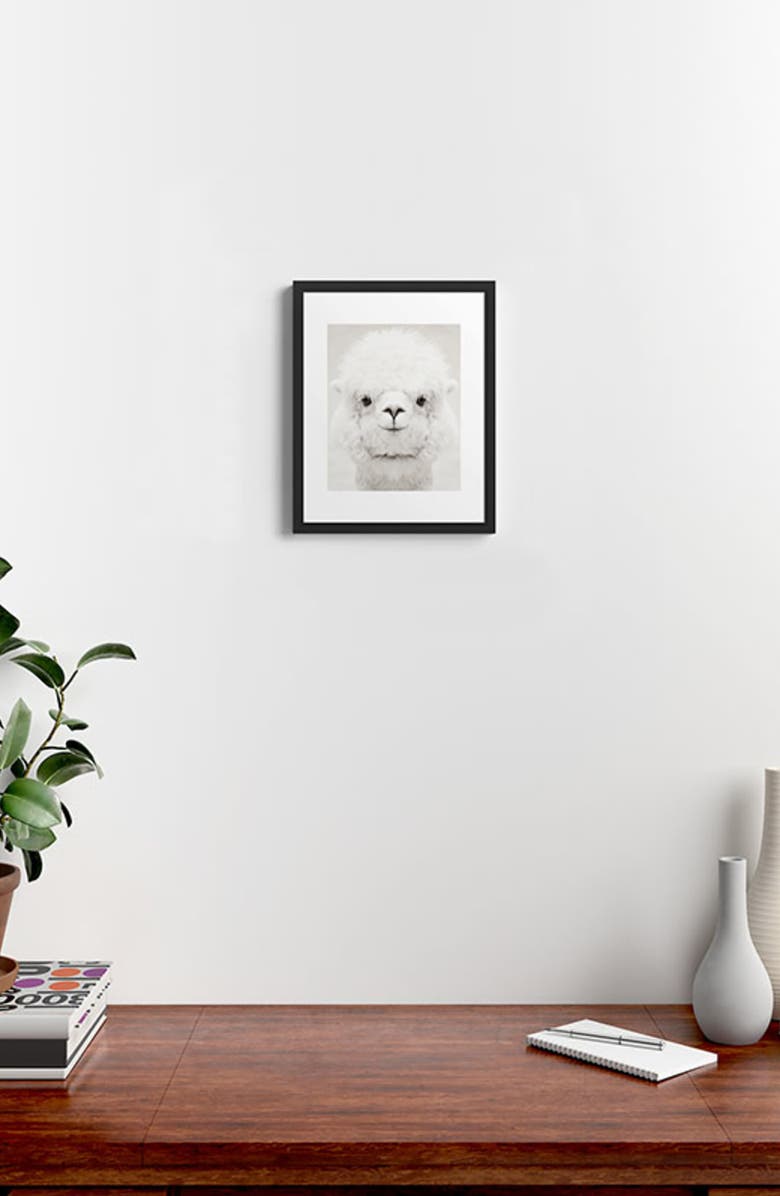 Deny Designs Monika Strigel - Smiling Alpaca Framed Art Print, Alternate, color, Black-White