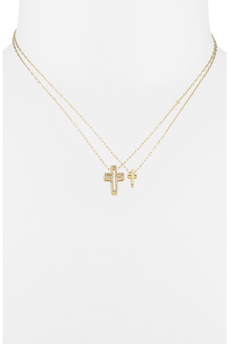 CZ You & Me Sun Pendant Necklace Set, Alternate, color, CLEAR- GOLD
