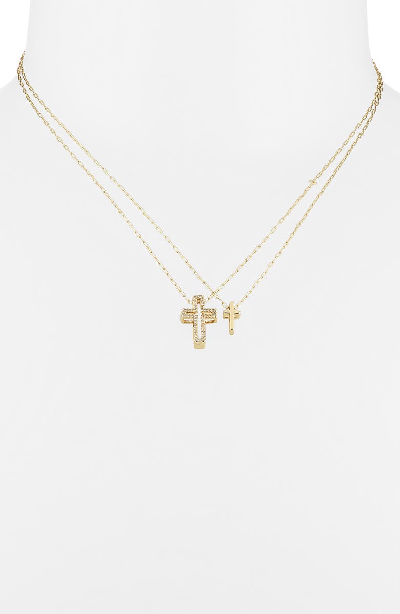 Leith CZ You & Me Sun Pendant Necklace Set, Alternate, color, Clear- Gold