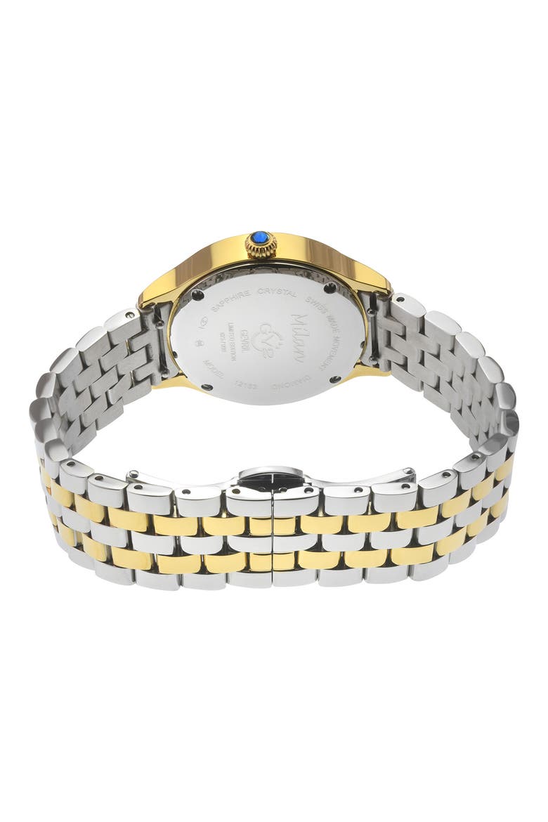 Milan Diamond Dial Swiss Quartz Bracelet Watch, 32mm - 0.03ct., Alternate, color, SILVER/ YELLOW GOLD