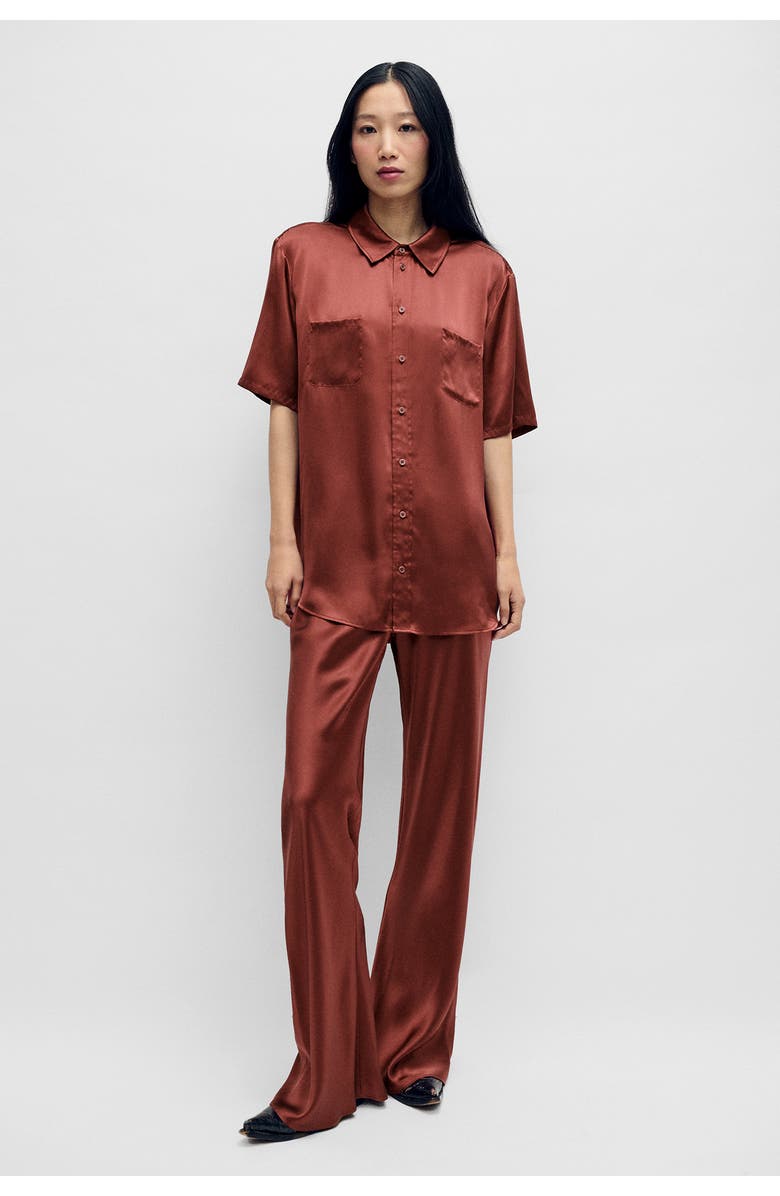 SILK LAUNDRY SHORT SLEEVE BOYFRIEND SHIRT 2.0 CANYON, Main, color, Canyon