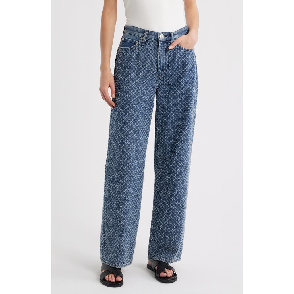 Rag & Bone Logan Textured Wide Leg Jeans In Blue